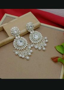 Elegant Kundan Pearl Drop Earrings