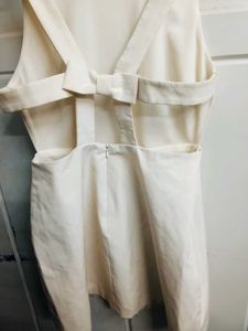 Zara Cream Back Open Bow Min  Dress
