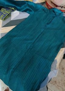 Ethinic Men Sea Green Kurta Set