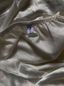 Chic White Satin Draped Top