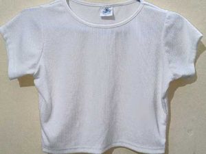 White Cropped Knit Top
