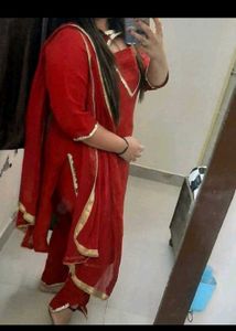Red Georget Kurtiee Pant