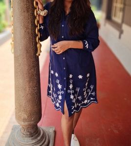 Blue Floral Shirt Dress