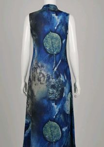 Blue Abstract Print Gown