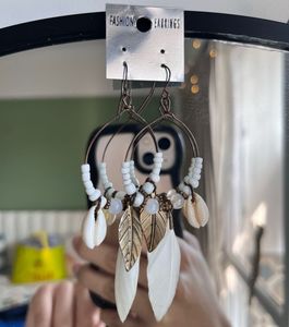 Thai Bohemian Shell & Leaf Earrings 🐚