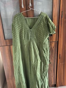 Green Cotton Blend Dress