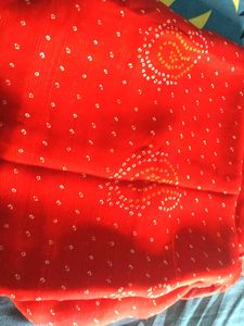 Red Bandhani saree