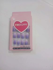 TBeauty Purple Glitter Press-On Nails