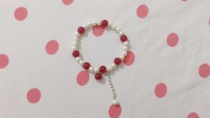 Pearl &amp; Red Bead Bracelet