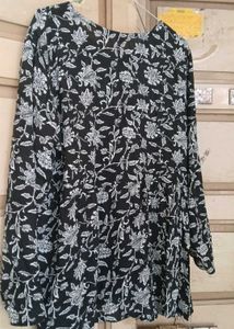 Black Cotton Full Sleeve Top.