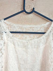 H&amp;M Fashion Top Netted Kaftan Layered White