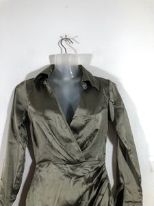 Olive Green Satin Bodycon Dress