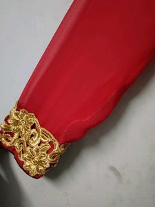 Red &amp; Gold Embroidered Festive Kurta Pant Set