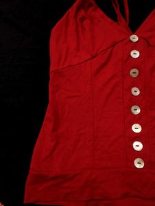 Red Backless Crop Top !