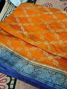 Bright Orange 🍊 Colour Saree
