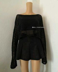 Crochet Black Mesh Sweater