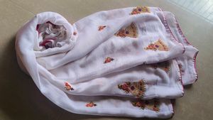 Graceful White Jhumka Chiffon Saree
