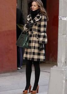 Korean Flared Plaid Oversized Coat