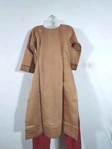 Nude And Maroon Kurta Ser (Women&#39;s)