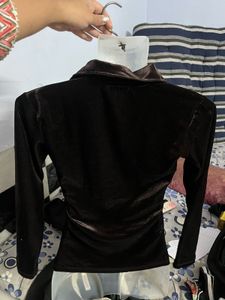 winter Brown Velvet Top