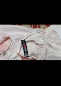 Pink Checkered Off-Shoulder Dress