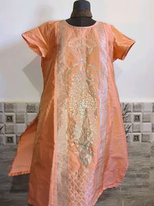 🎁Buy 2, Get 1 Free🎁Peach Embroidered Kurta