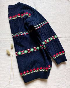 Vintage Style Navy Blue Sweater