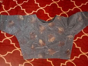 Grey Saree With Stitched Blouse