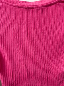 Hot Pink Ribbed Crop | Twist Front | Soft &amp; Trendy