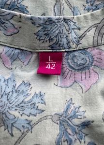 Floral Print Anarkali Kurta with KotaDoria Dupatta