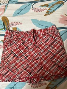 Red Plaid Mini Skirt
