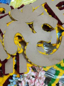 Yellow Om Pompom Decorative MDF Cutout