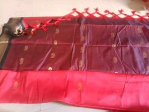 Beautiful Red Saree WithBlouse Fabric