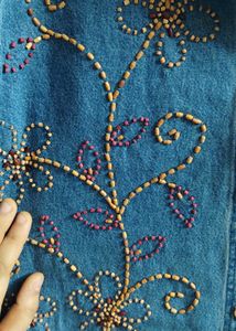 Bead Work Denim Jacket Aka Shirt