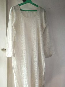 A White Festive netted Kurti