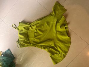 Green Backless Cut Dress