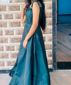 Elegant Teal Embroidered Gown