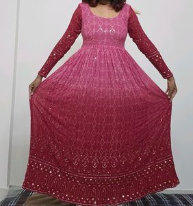 Chikankari Anarkali Kurti And Dupatta