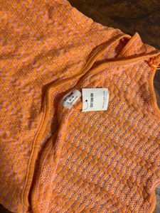 Orange Pink Knit Mini Dress