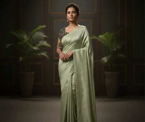 Elegant Green Embroidered Saree