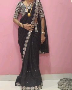 Party Wear Black Saree