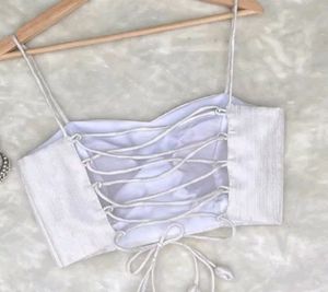 Padded Criss Cross Drawstring Strapy Blouse