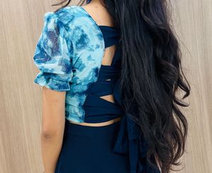 Blue Tie-Dye Crop Top and Pant