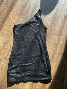 Mango Sequin One-Shoulder Party Dress XS