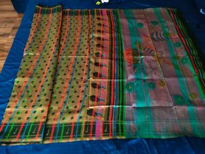 Dark green paithani saree