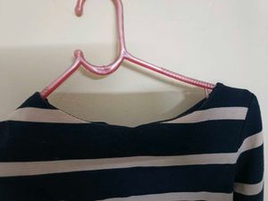 Black And Beige Strip Winter Wear Top