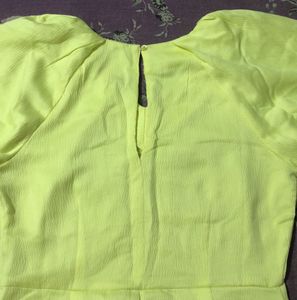 Lime Puff Sleeve Mini Dress