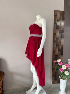 High low rich red dress