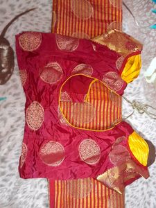 Silk Saree With Desgined Blouse Stitched