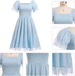 Floral Embroidery Puff Sleeve Dress🎀💗